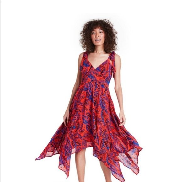 ALEXIS Tropical Leaf Asymmetrical Hem Dress - Picture 3 of 12